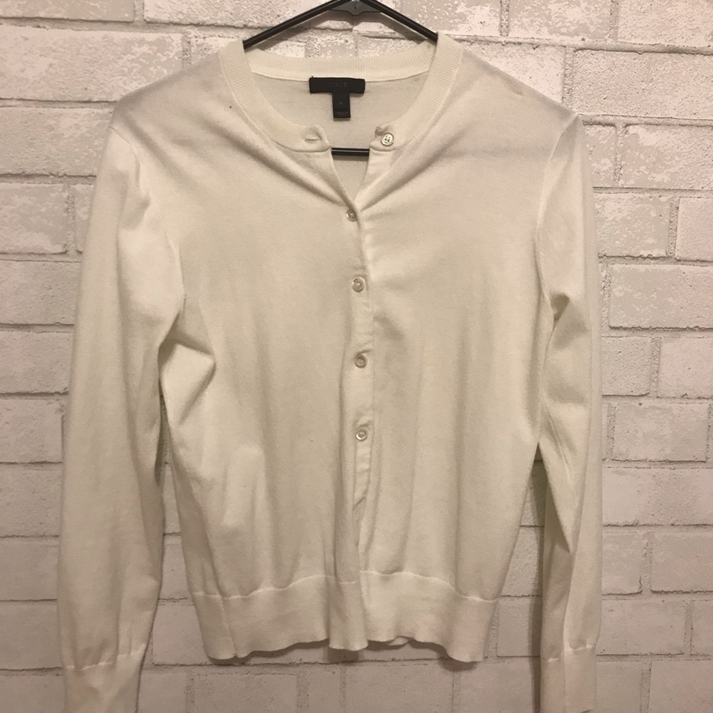 J. Crew white knit cardigan